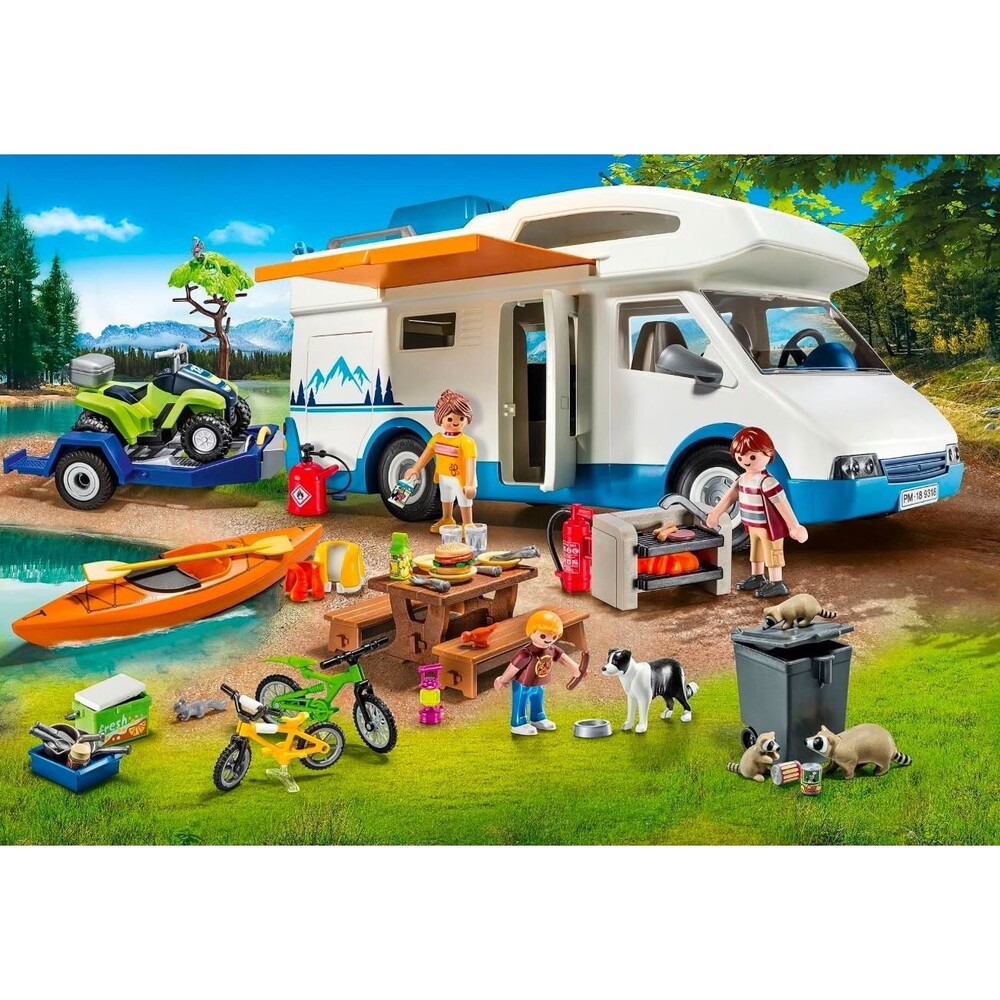 Playmobil Family Camper RV Motorhome 9318 w Figures Canoe Bike & Accessories